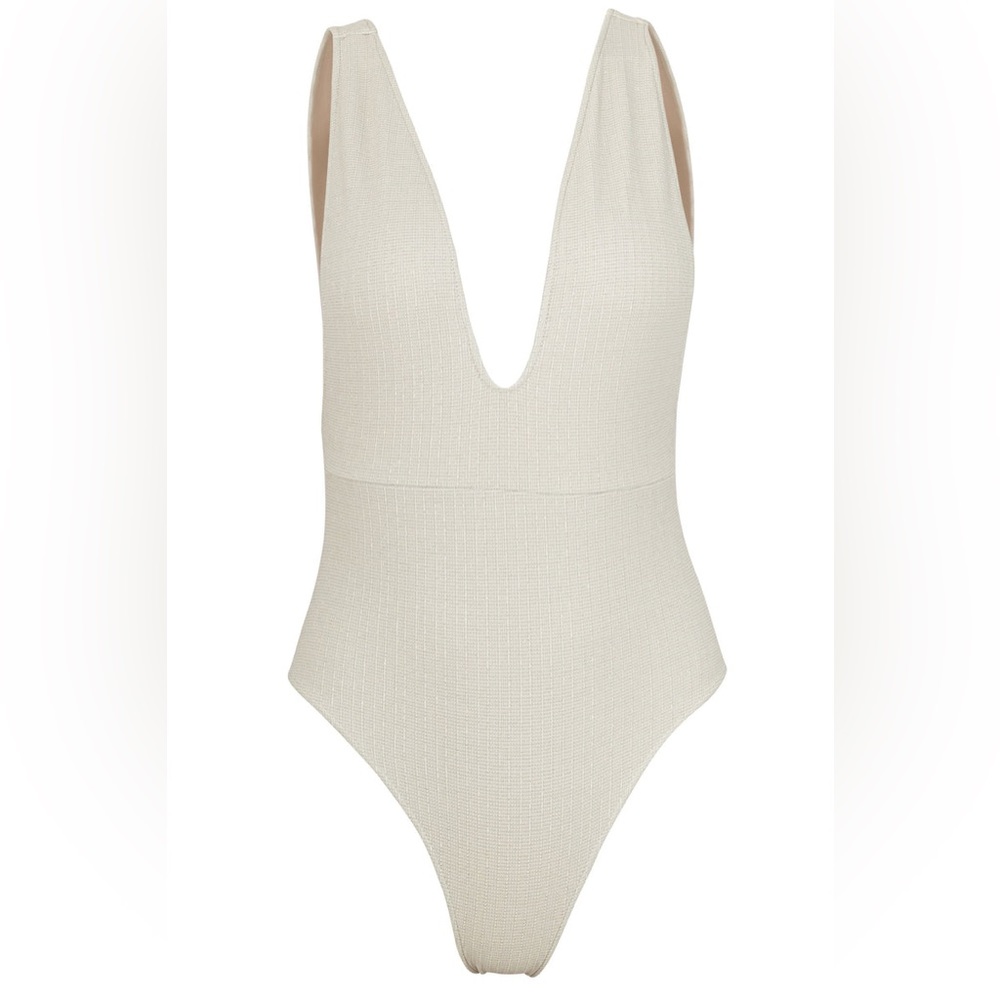 Sauipe Helena Deep Plunge Swimsuit in Platinum